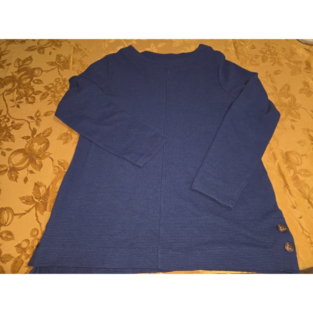 Croft & Barrow Womens Navy Blue Ribbed Boat Neck Long‎ Sleeve Top Size Large
